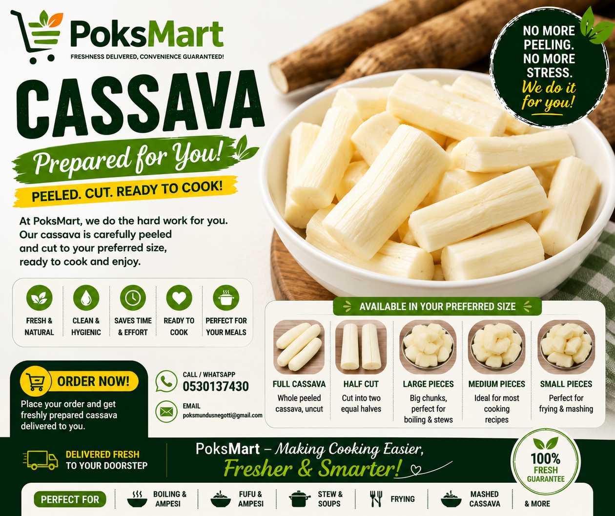 🌱 POKSMART PEELED & CUT CASSAVA 🌱