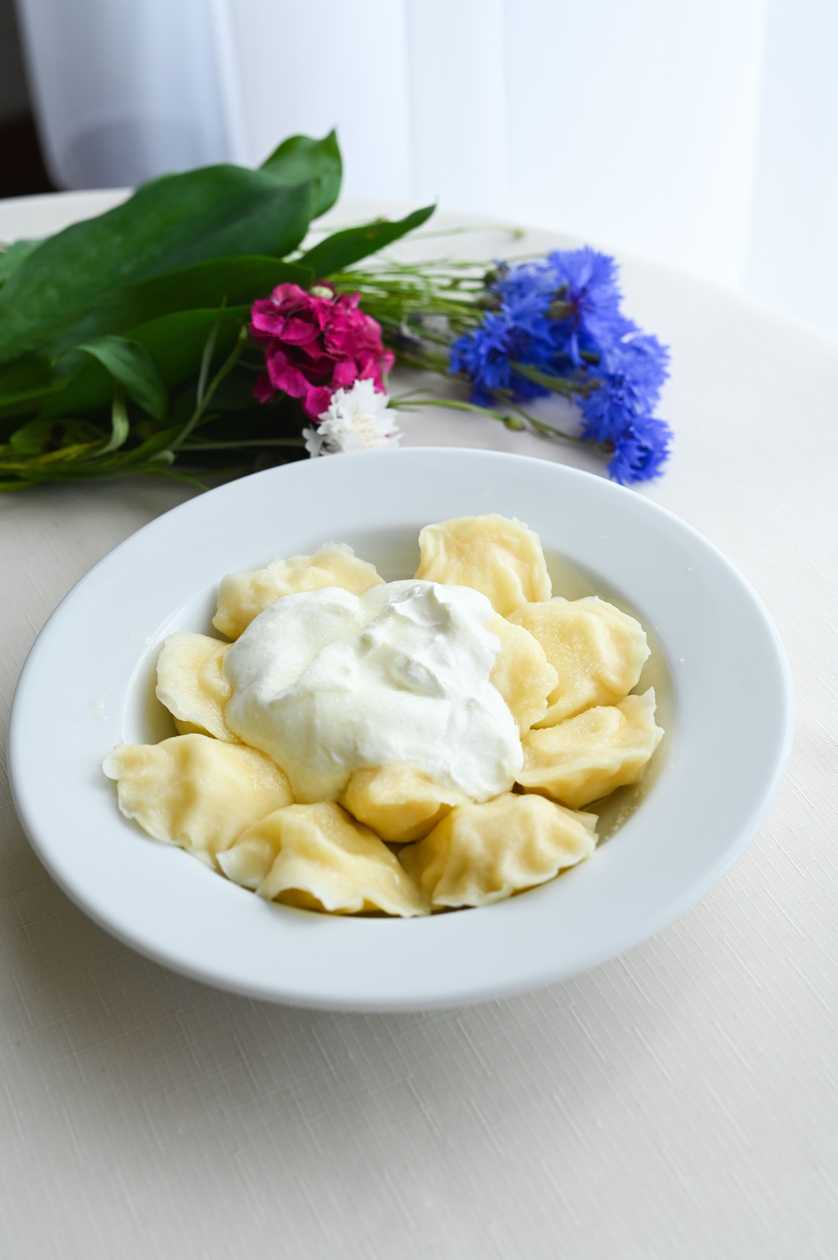 Sweet Cheese Pierogi with Butter and Sugar
