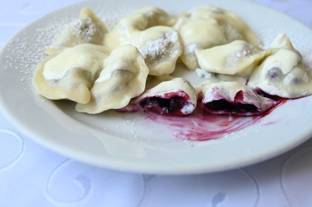 Blueberry Pierogi with Sour Cream and Sugar