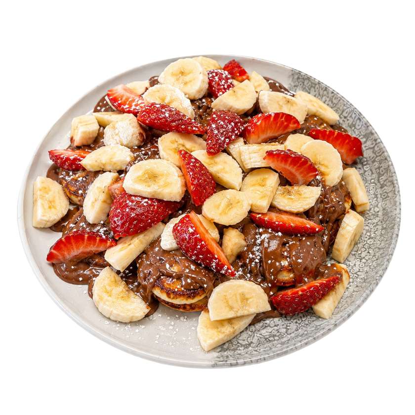 Minipannkoogid Nutella, banaani ja maasikatega