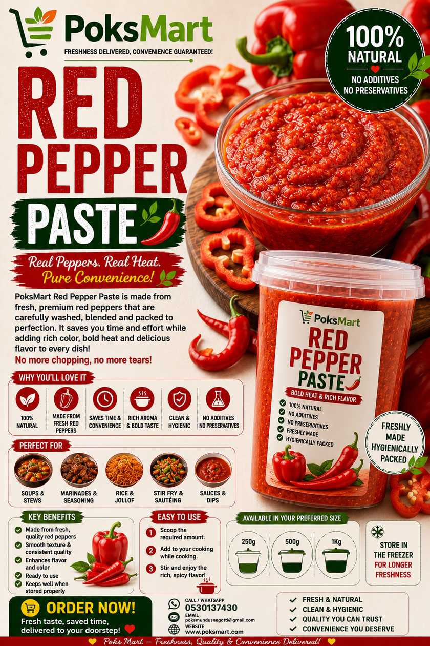 🌶️ PoksMart Fresh Red Pepper Purée 🌶️ Bold Flavor.