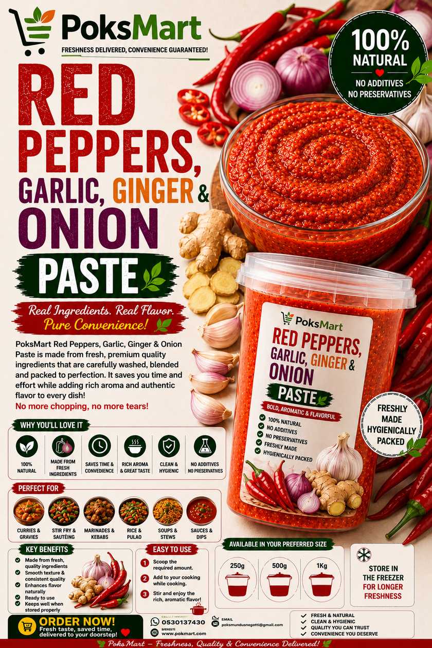 🌶️🧅🧄🫚 PoksMart Red Pepper, Onion, Garlic & Ginger Purée 🫚🧄🧅🌶️
