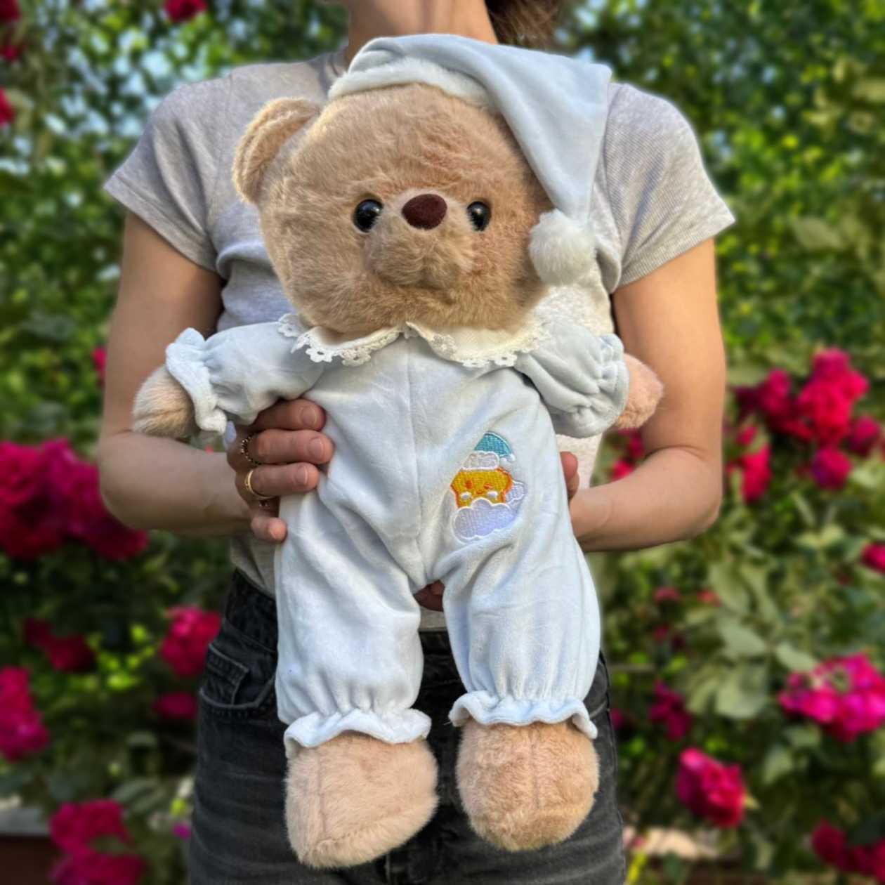 Soft plush toy bear in light blue (38cm)