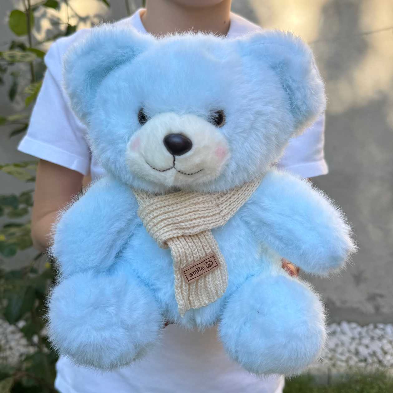Soft plush toy teddy bear light blue (23cm)