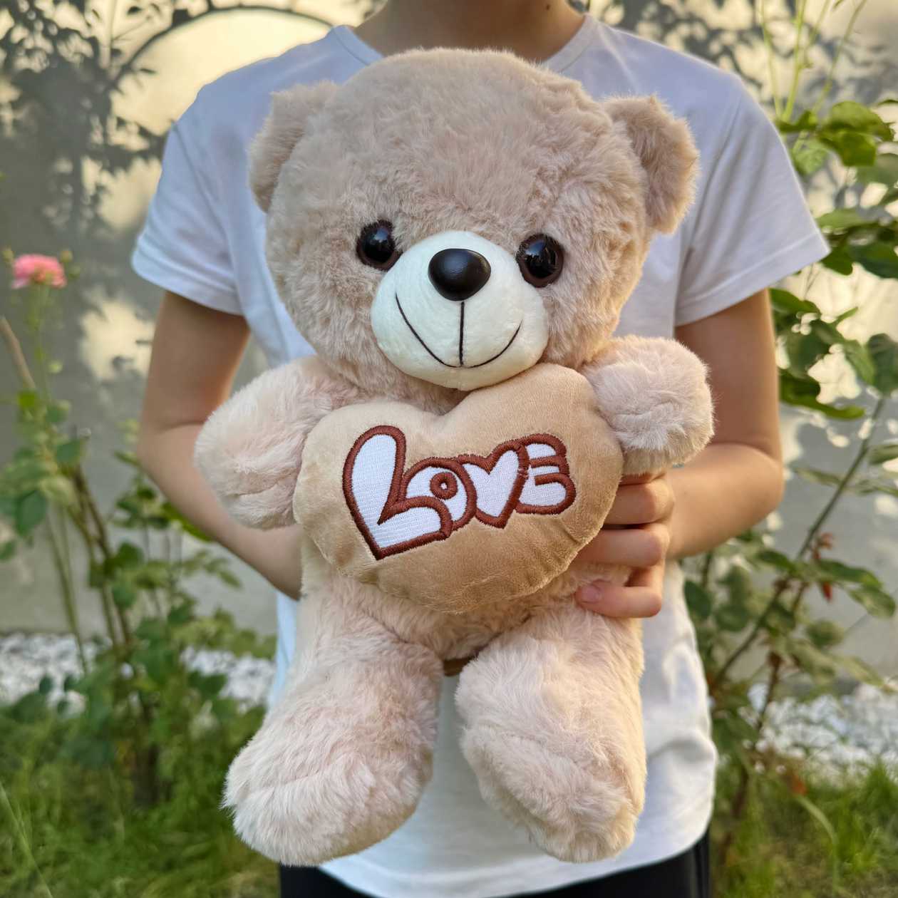 Soft plush toy teddy bear brown ( heart) 28cm