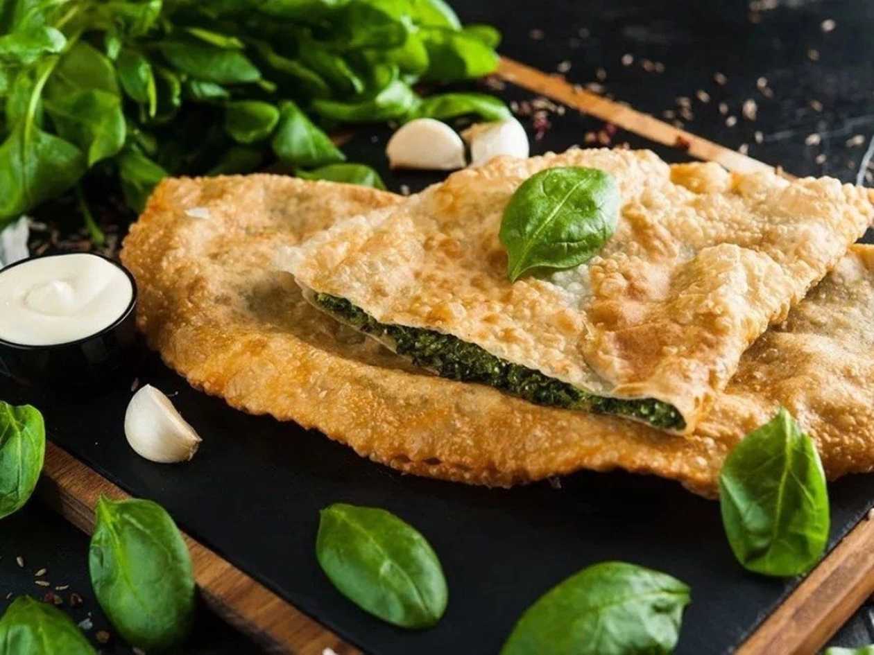 Cheburek with Spinach and Feta Cheese