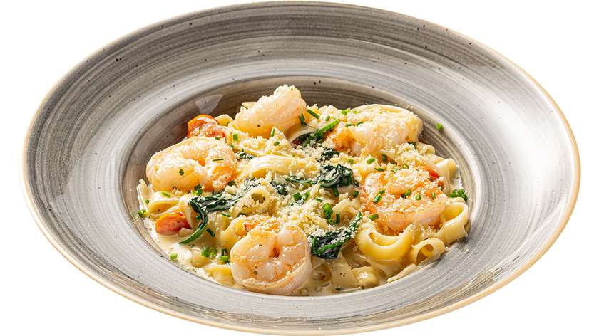 Pasta with Shrimp and Cheese Sauce