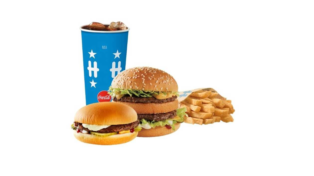 Hesburger lielais komplekts + čīzburgers