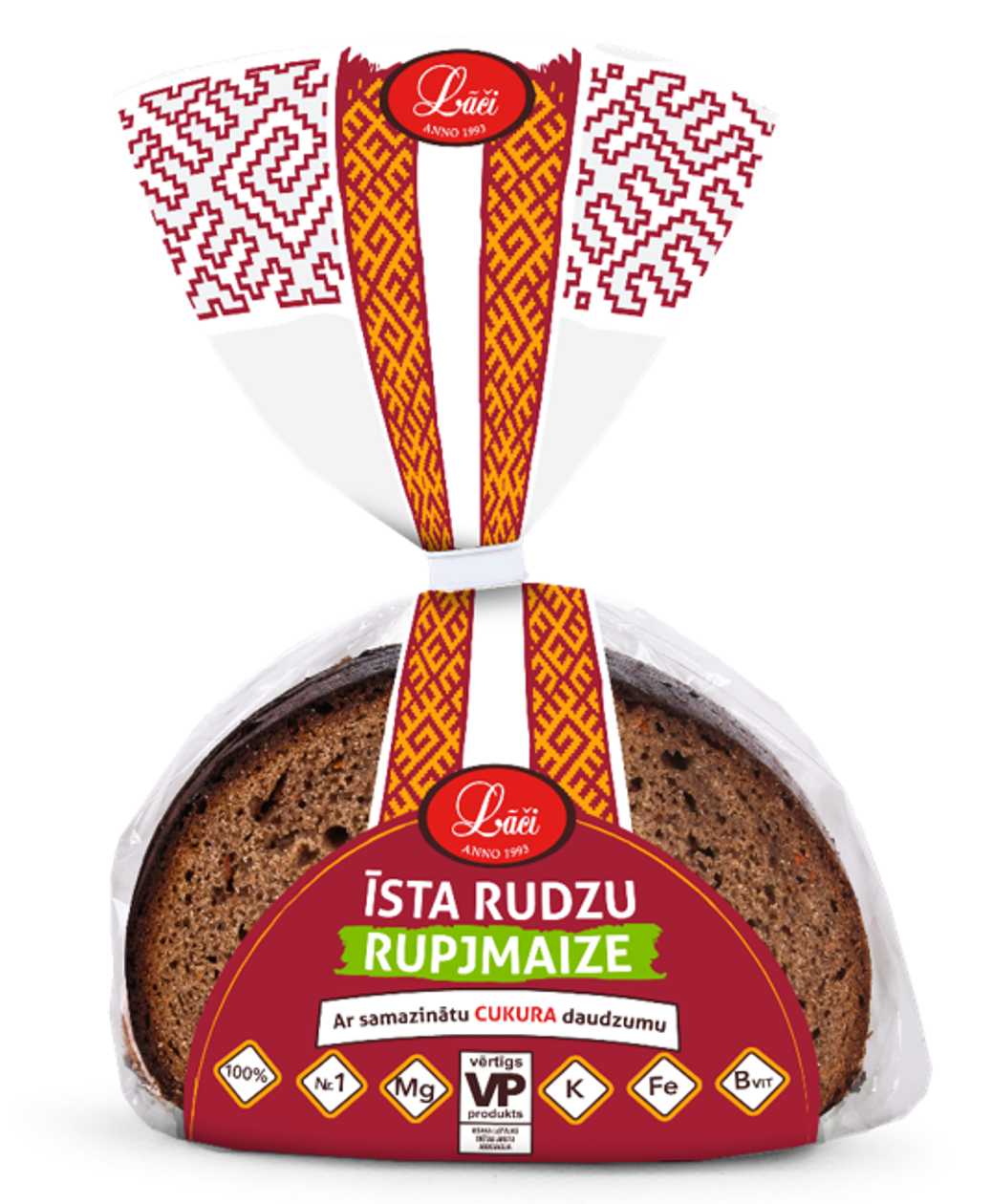 Īsta rudzu rupjmaize ar samazinātu cukura daudzumu, 310g