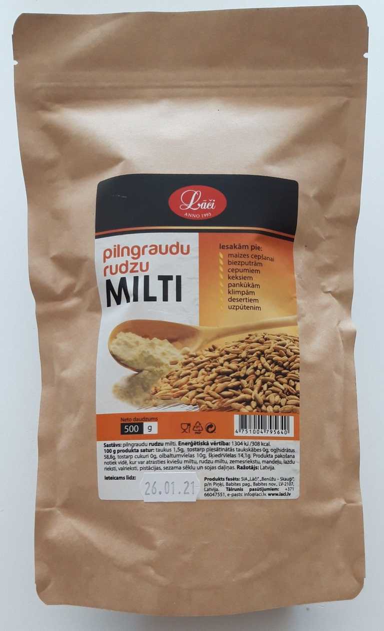 Pilngraudu rudzu milti, 500g