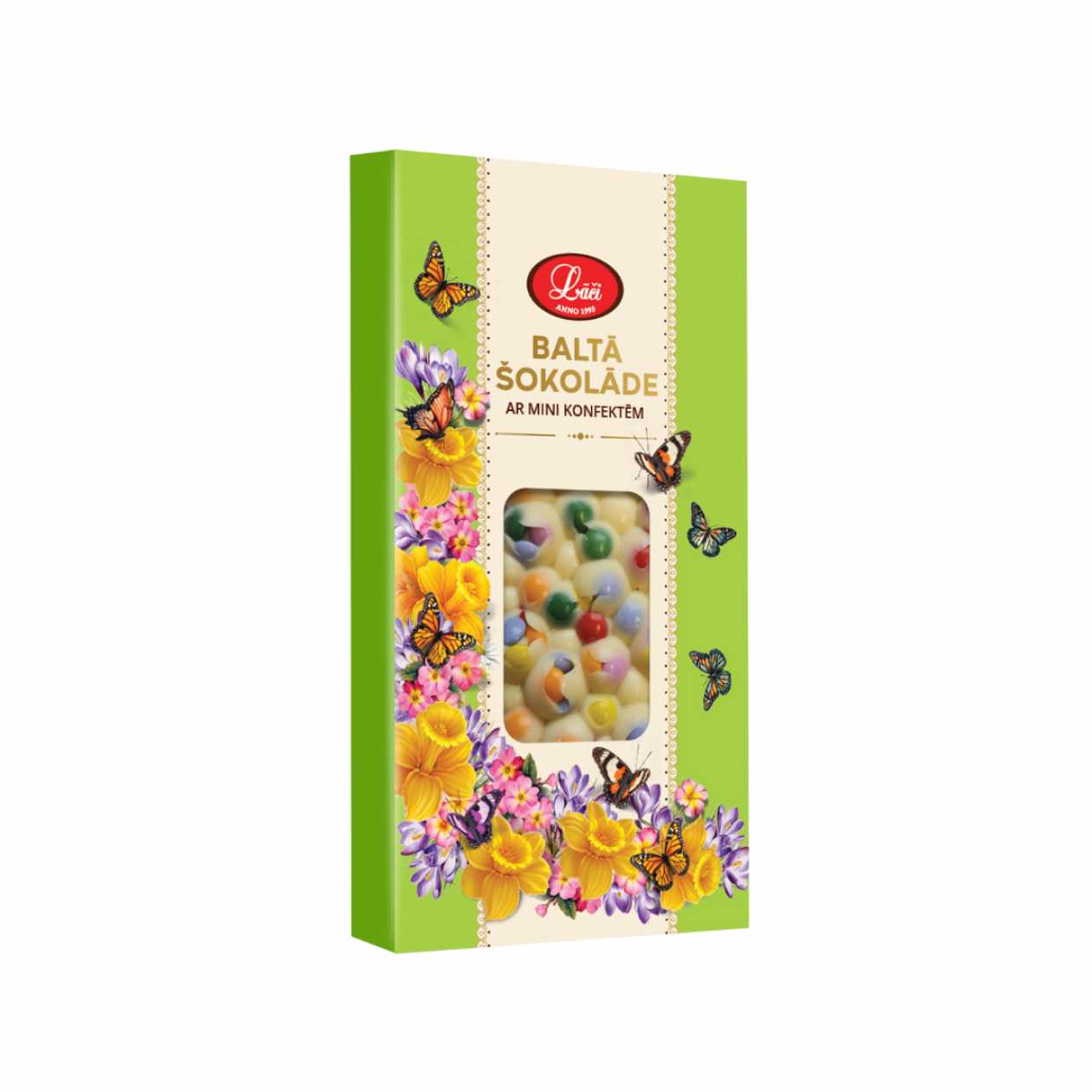Baltās šokolādes tāfelīte ar mini konfektītēm, 100g