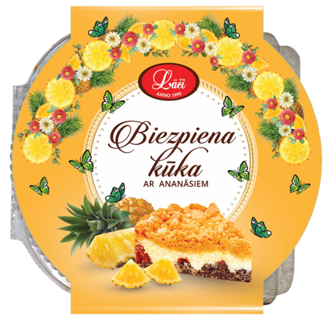Biezpiena kūka ar ananasiem, 600g