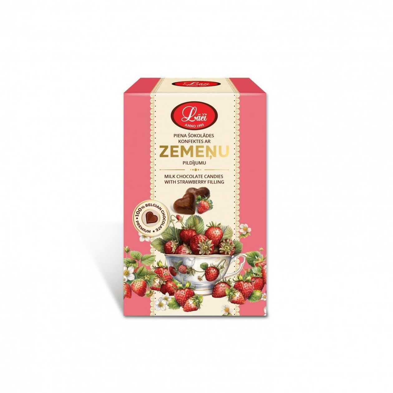 Piena šokolādes konfektes ar zemeņu pildījumu, 75g