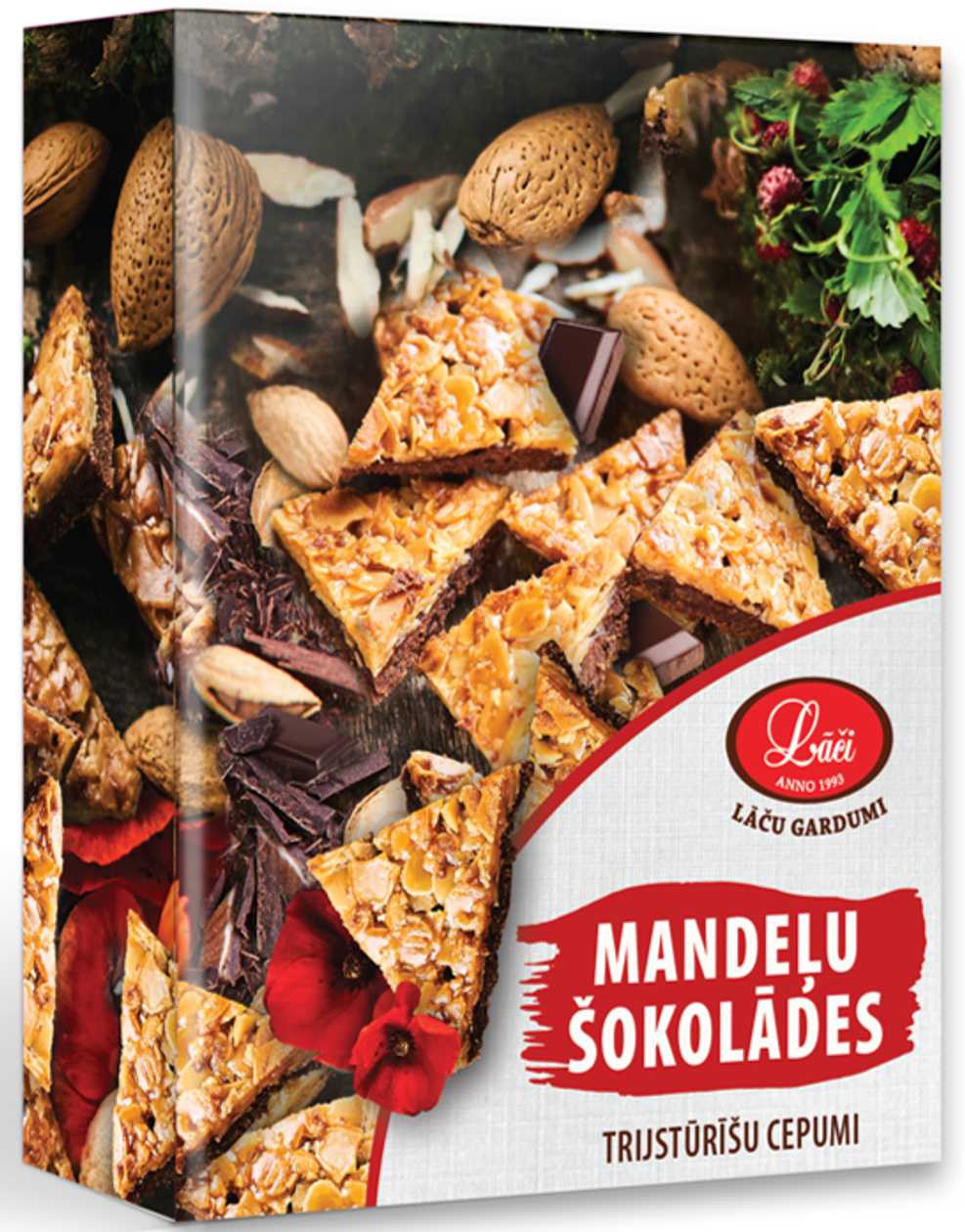 Mandeļu šokolādes trijstūrīšu cepumi, 220g