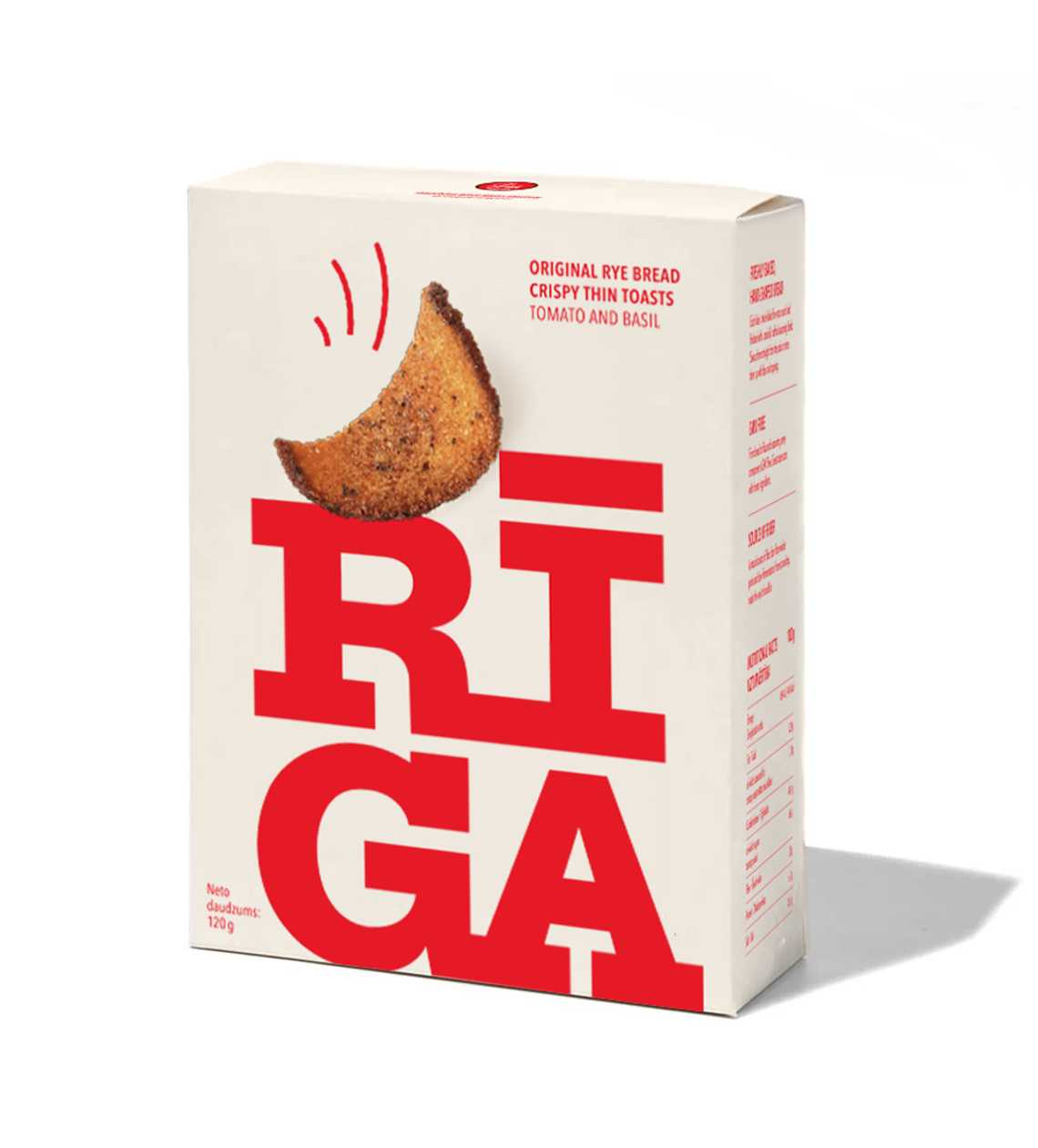 RĪGA plānie & kraukšķīgie grauzdiņi ar tomātiem un baziliku, 120g