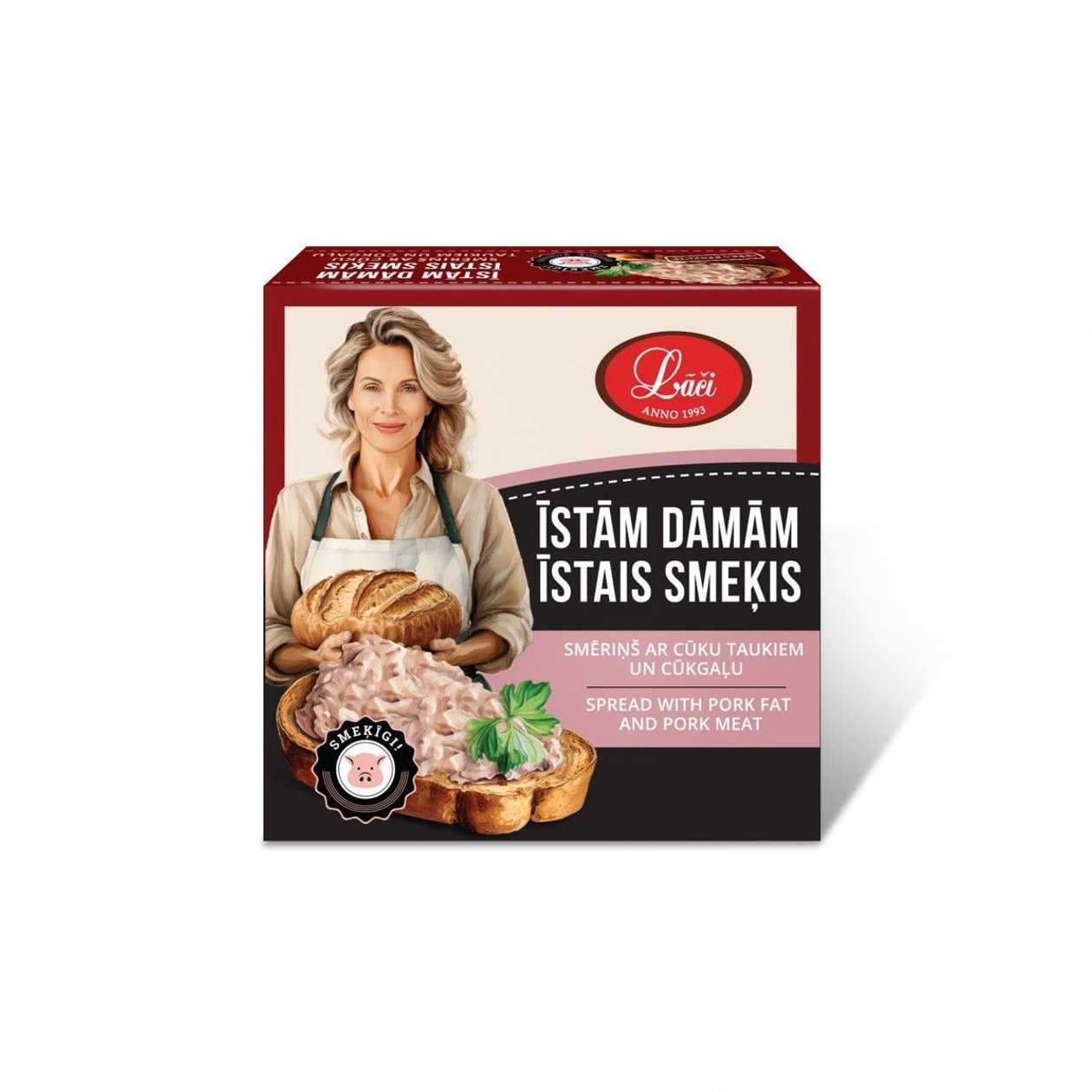 Smēriņš ar cūku taukiem un cūkgaļu ĪSTĀM DĀMĀM ĪSTAIS SMEĶIS, 250g