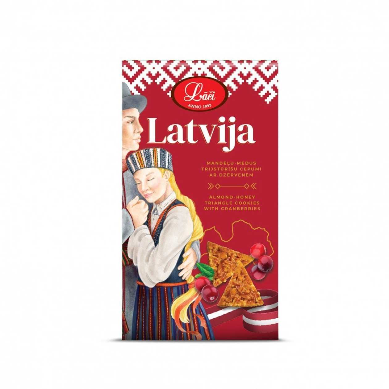 Trijstūrīšu cepumi ar dzērvenēm "Latvija", 150g