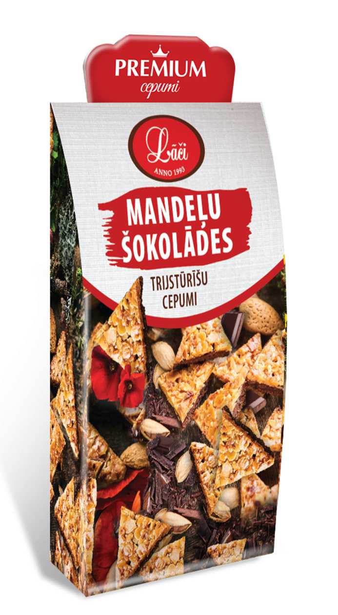 Mandeļu šokolādes trijstūrīšu cepumi, 150g
