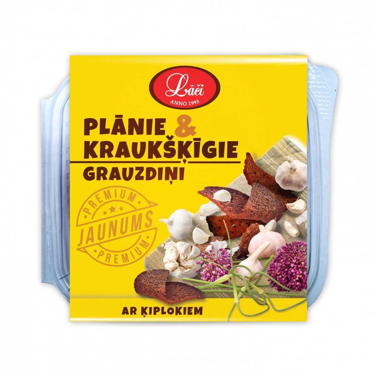 Plānie & kraukšķīgie grauzdiņi ar ķiplokiem, 100g