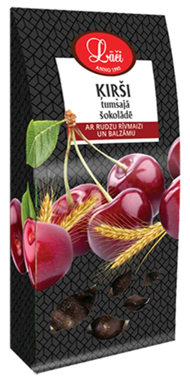 Ķirši tumšajā šokolādē ar balzamu un rudzu rīvmaizi, 130g