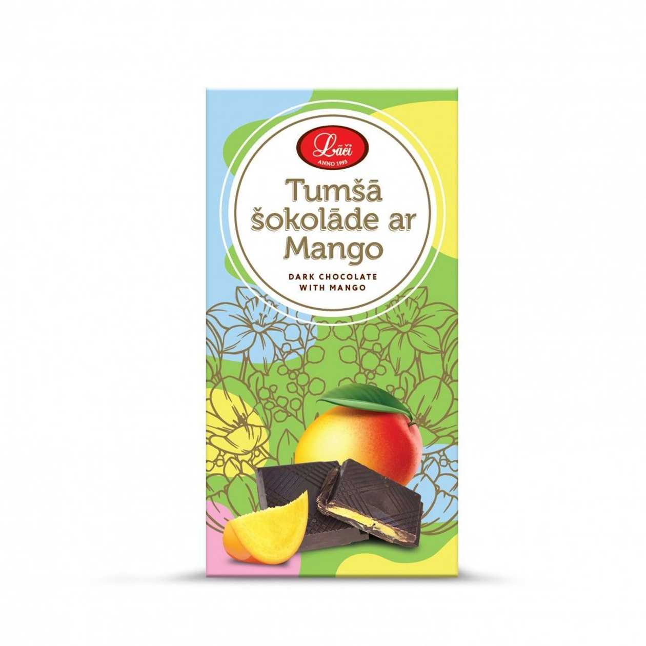 Tumšās šokolādes tāfelīte ar mango, 100g