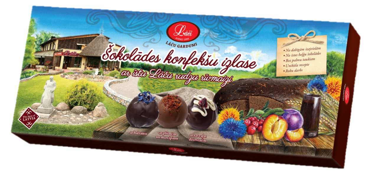 Šokolādes konfekšu izlase ar īstu Lāču rudzu rīvmaizi, 320g