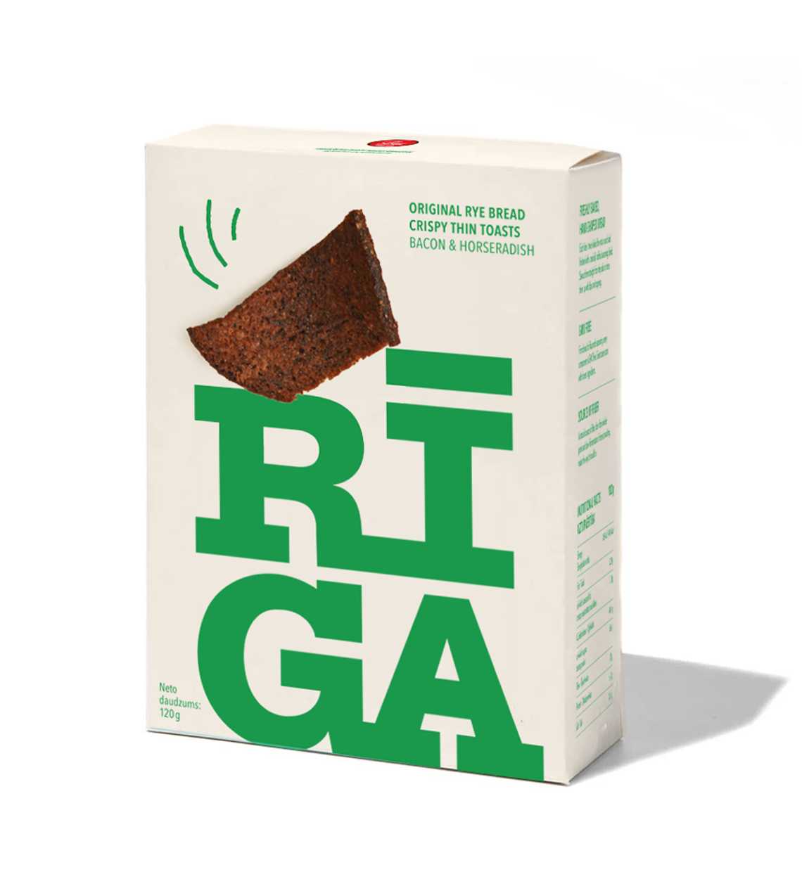 RĪGA plānie & kraukšķīgie grauzdiņi ar bekonu un mārrutkiem, 120g