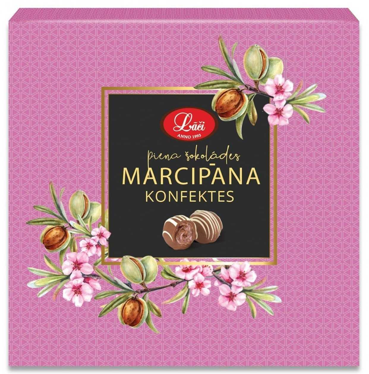 Piena šokolādes marcipāna konfektes, 90g