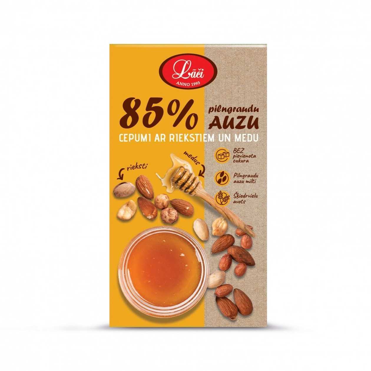 Pilngraudu auzu cepumi ar riekstiem un medu, 140g