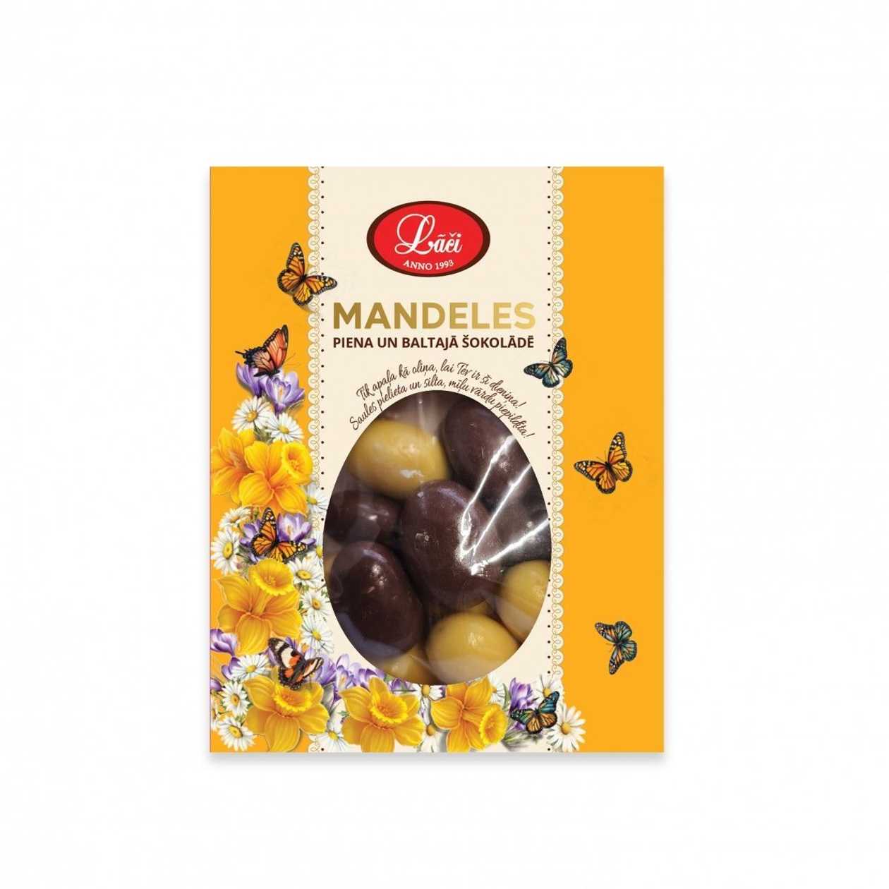 Mandeles piena un baltajā šokolādē, 50g