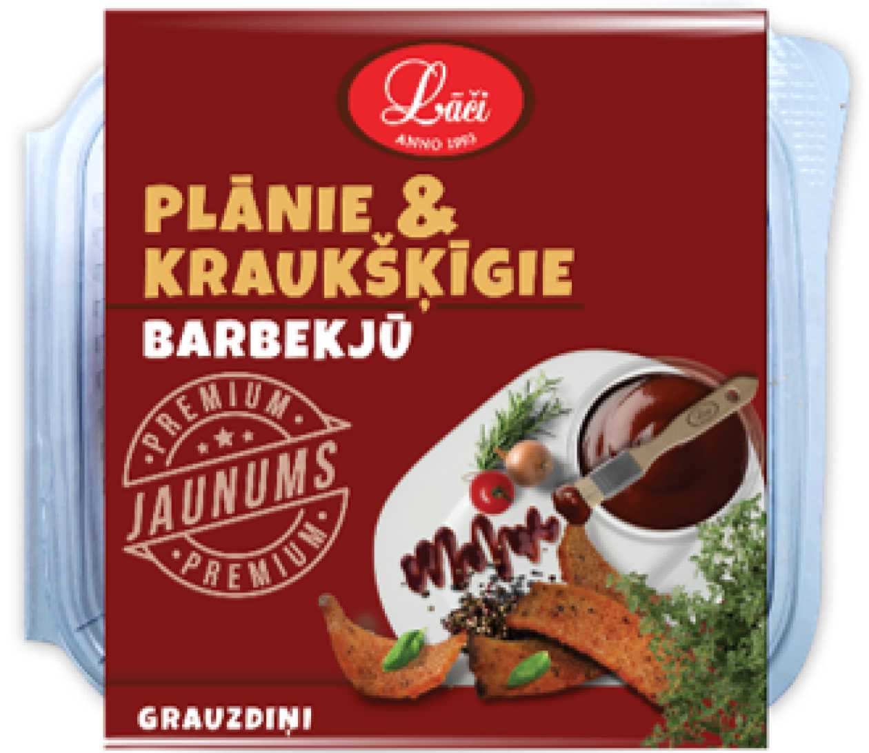 Plānie & kraukšķīgie grauzdiņi ar BBQ garšu, 100g