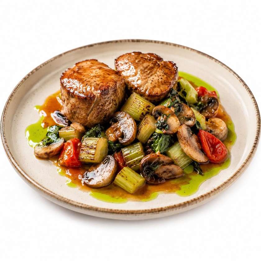 Muschiulet de porc cu salsa de legume
