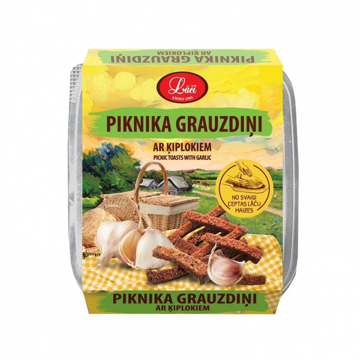 Piknika grauzdiņi ar ķiplokiem, 150g