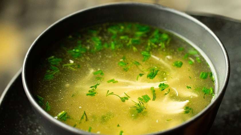 Chicken broth with Focaccia