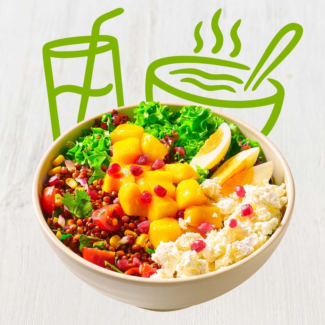 MENU Golden mango salad kozí sýr