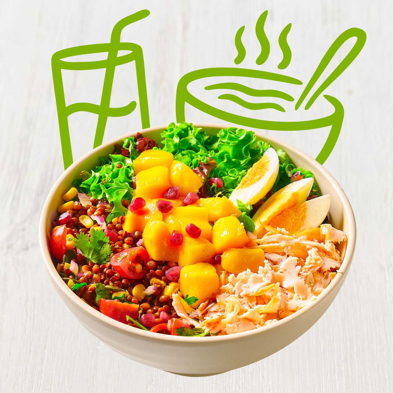 MENU Golden mango salad zauzené kuře