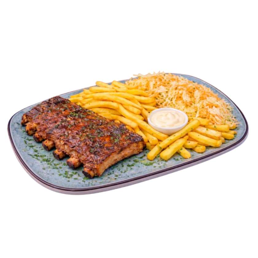 Pork Ribs with French Fries and Salad 600g