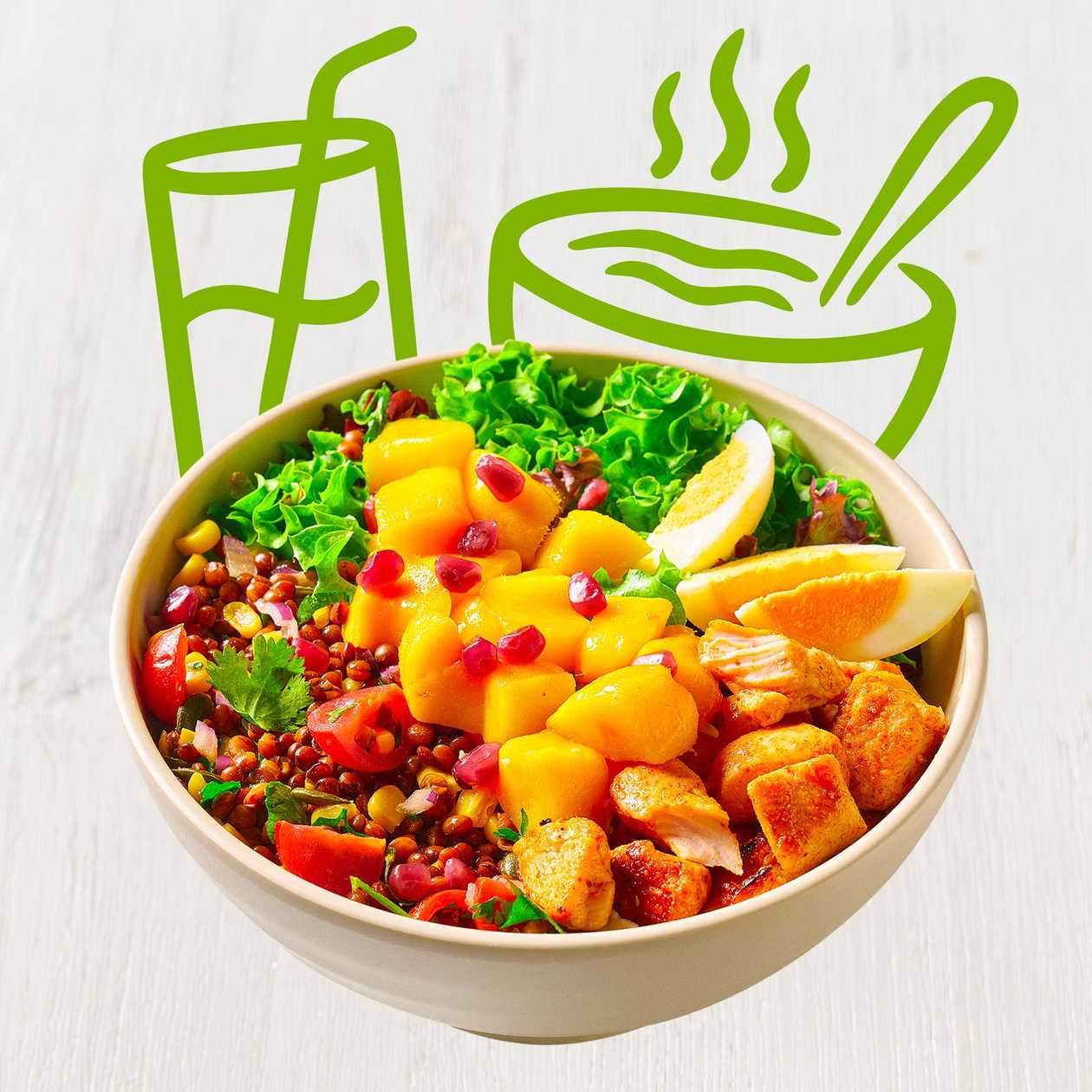 MENU Golden mango salad kuře