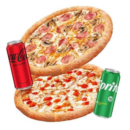 2 small pizzas + 2 drinks