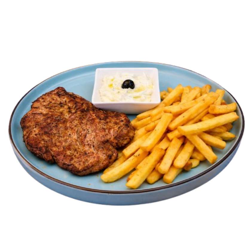 Grilled Pork Neck with French Fries