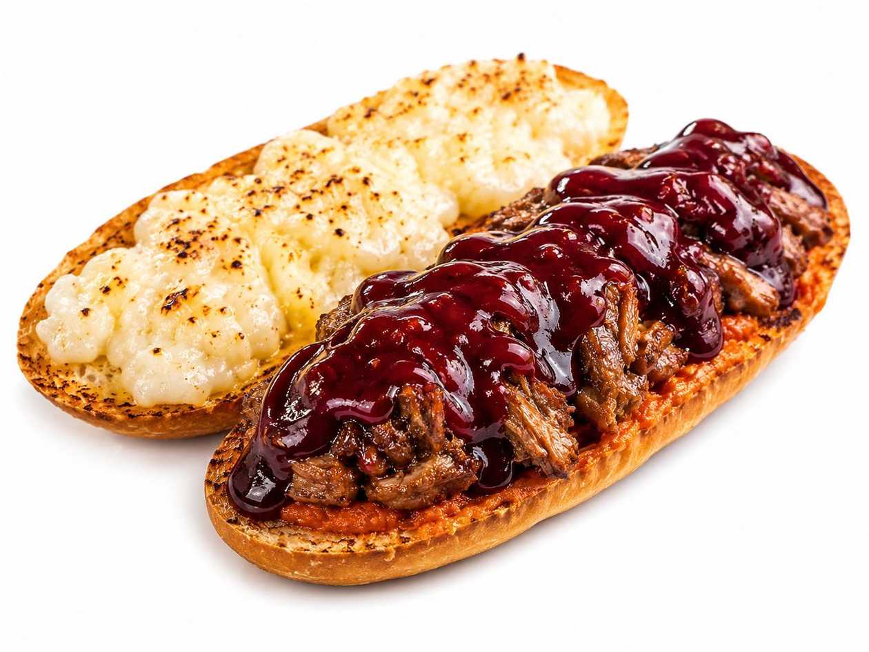 Baghetă mică cu obrăjori porc & brânză burduf