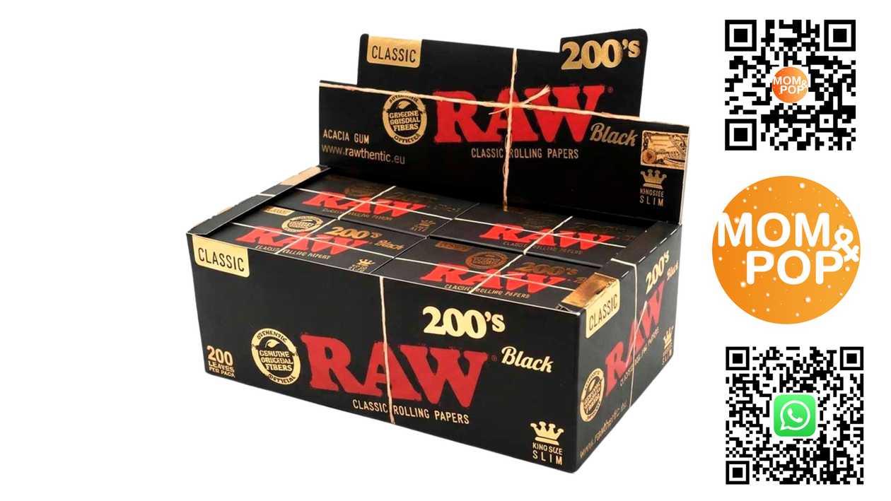 π RAW Black 200 King Size Slim