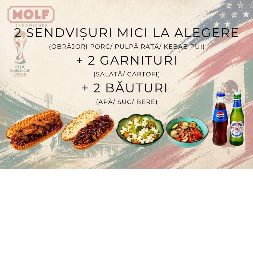 2 Sendvisuri mici + 2 garnituri + 2 bauturi