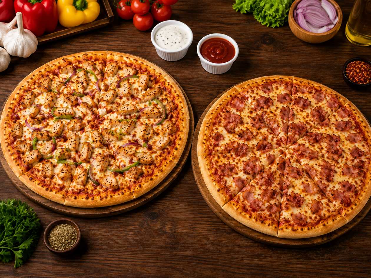 2 Pizzas Combo ( Pizza Frango + Pizza Bacon )
