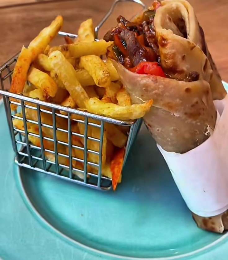 Chapati wrap with fries
