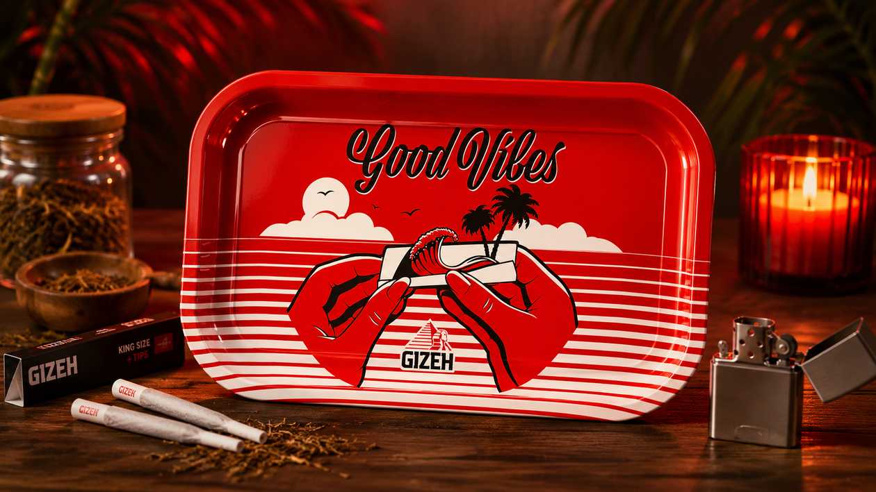 Gızeh Good Vibes Metal Rolling Tray (siqaret bükmə altlığı)