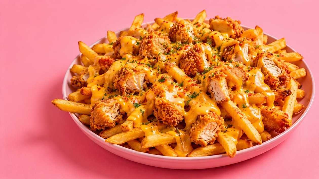 Loaded fries with Fried Chicken