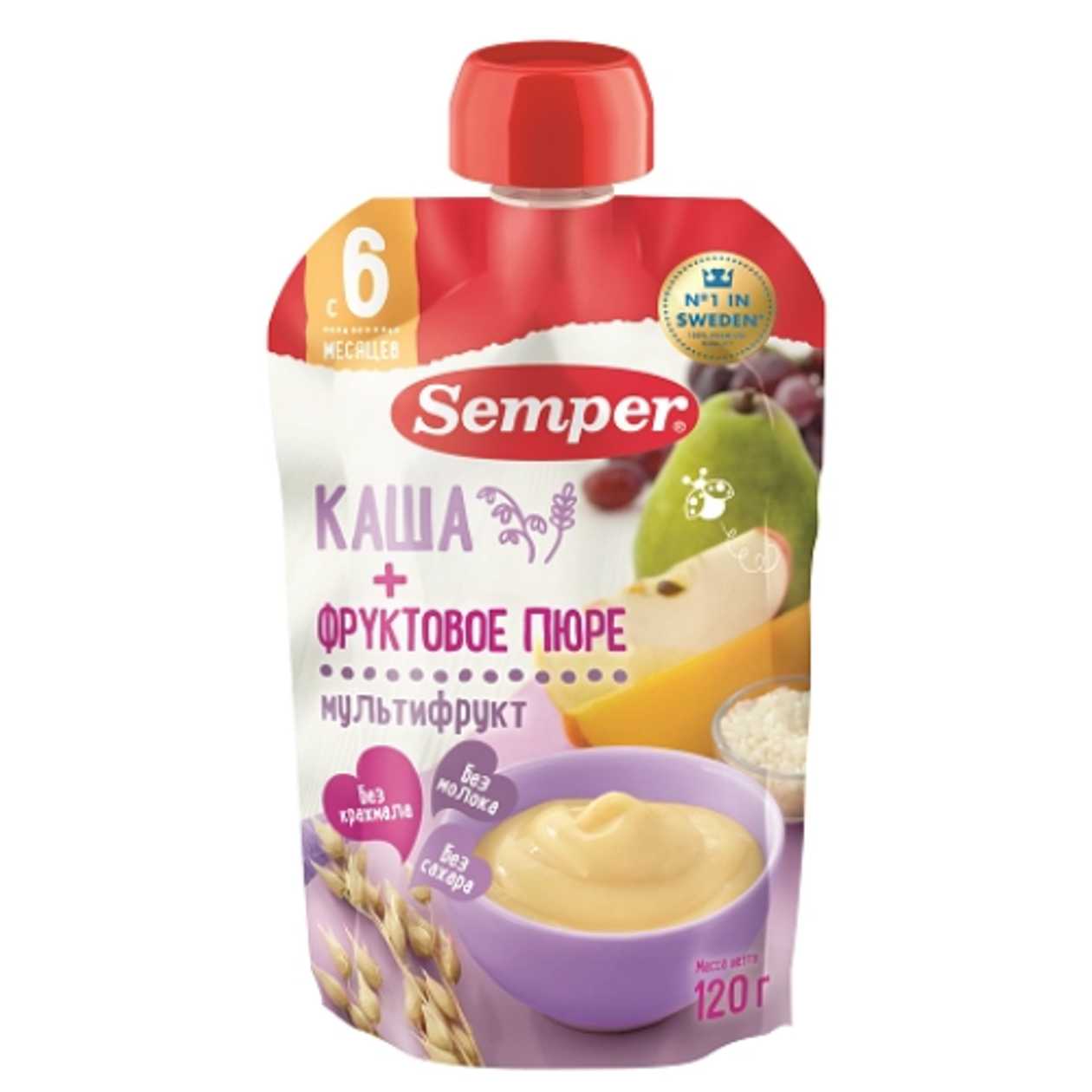 Semper - Sugar-Free Multi-Component Fruit Porridge /6 Months+/ 120g 0395/1253