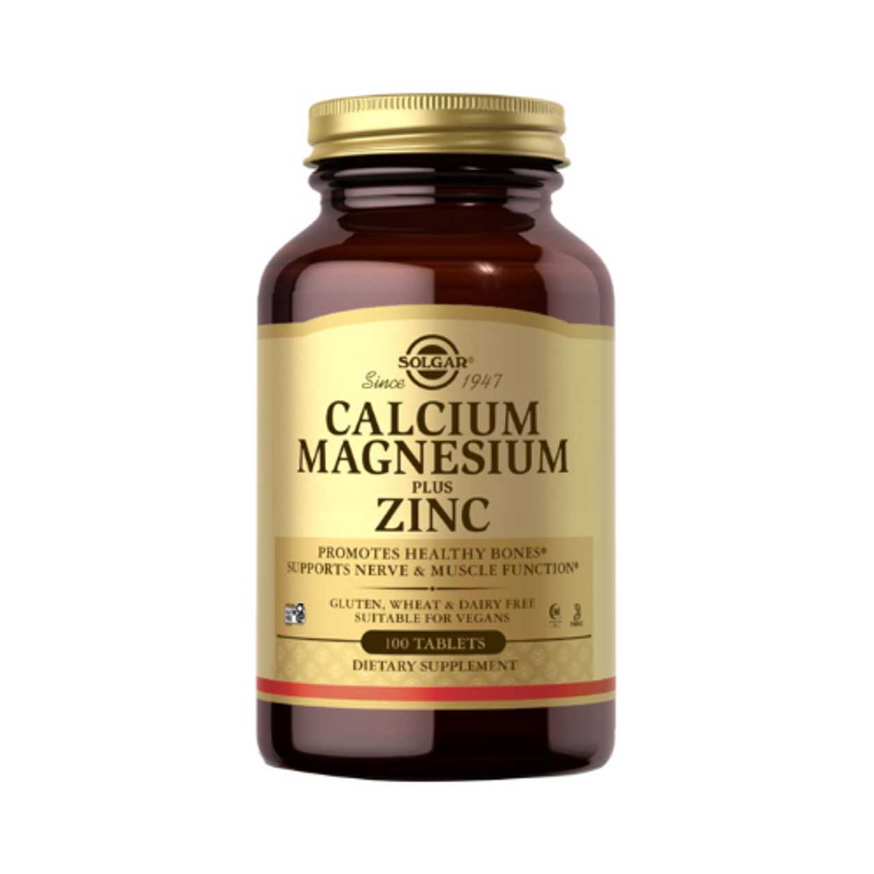 Solgar Calcium Magnesium Plus with Zinc Tablets #100