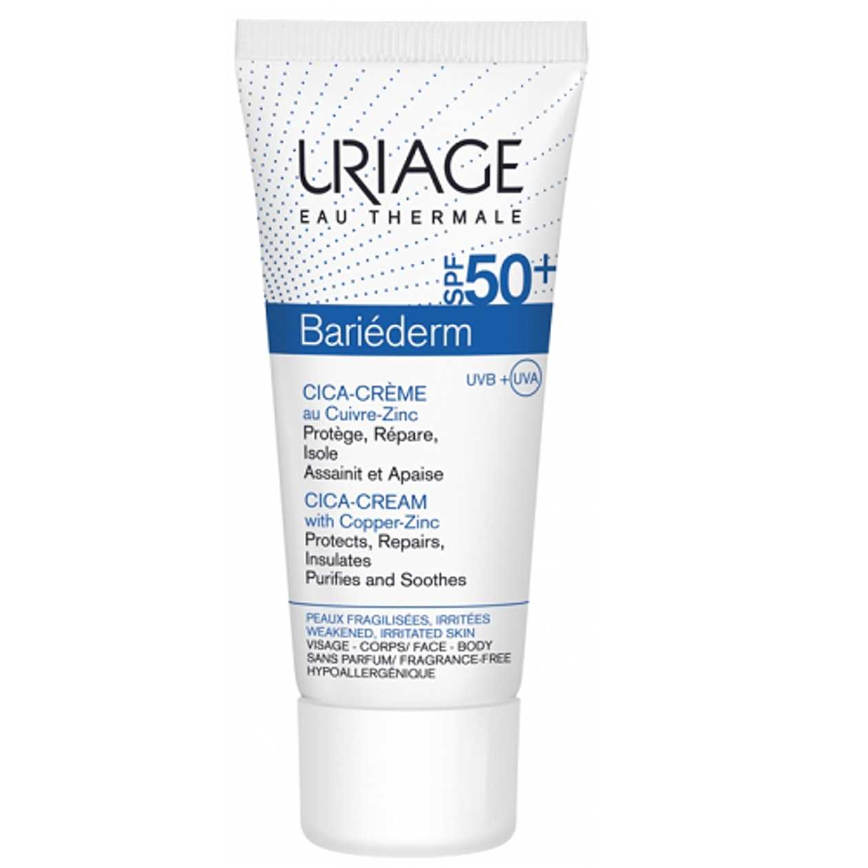 Uriage - Bariederm Cica Restoring Cream for Face/Body for Irritated Skin SPF50 40ml 6548
